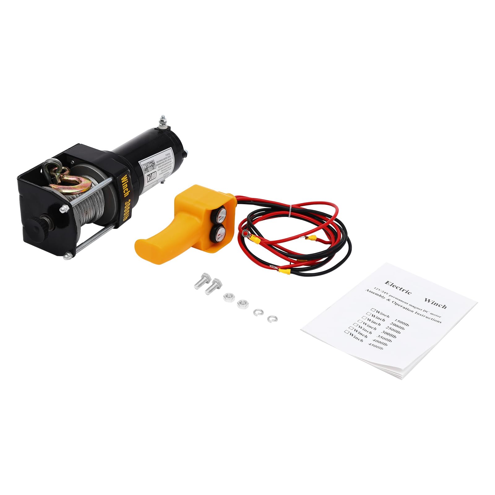 Palan électrique 12V, échafaudage à treuil aérien, Grue e-Hoist, avec Wired Remote Controller, Protection Grade IP54, pour Garage entrepôt Usine de Levage Usine agricole (Noir 1300KG)