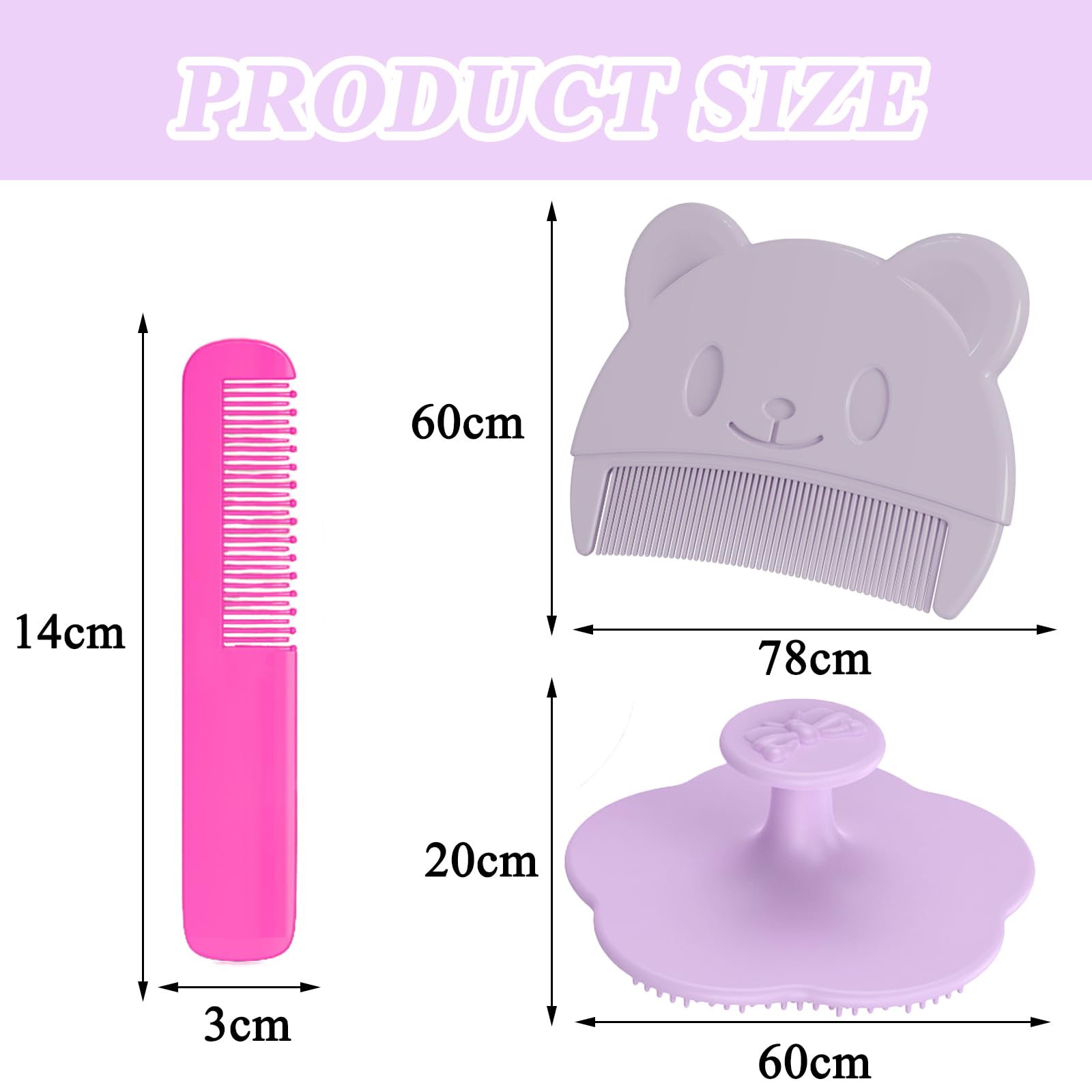3 Pezzi Pettine Neonato Pettine Crosta Lattea Spazzola e Pettine Neonato Pazzola per Bambini In Silicone Strumenti da Bagno Strumenti per Pettinare i Capelli per Neonati e Bambini Piccoli Vola Rosa