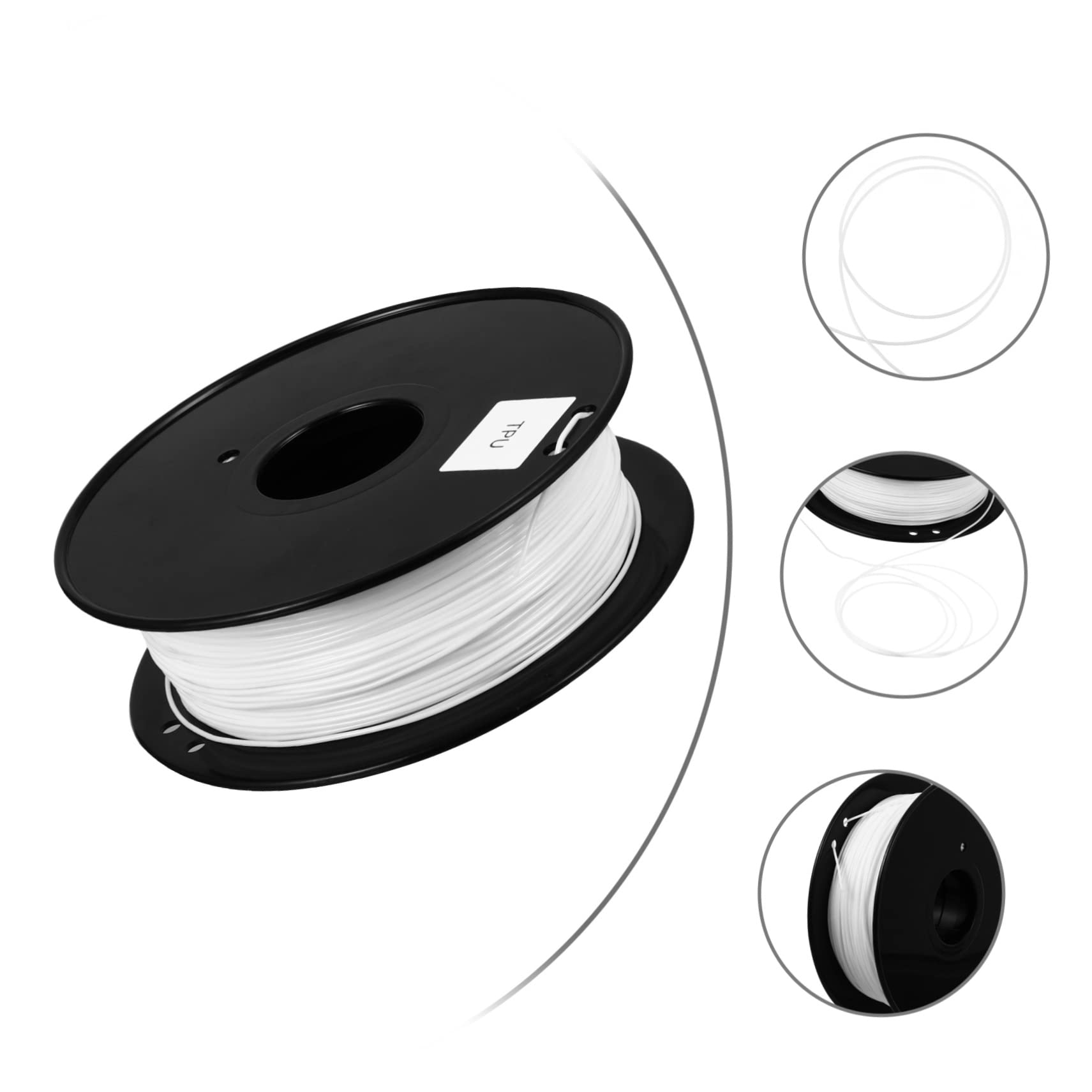 GLEAVI Filamento Flexible de Tpu Blanco 1.75mm para Impresora 3d 0.8kg Suave Larga Duración