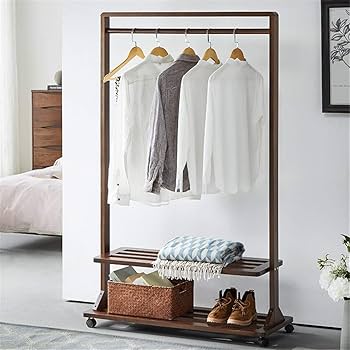 Amazon.co.jp: Solid Wood Clothing Rail, Japanese Simple Hanger