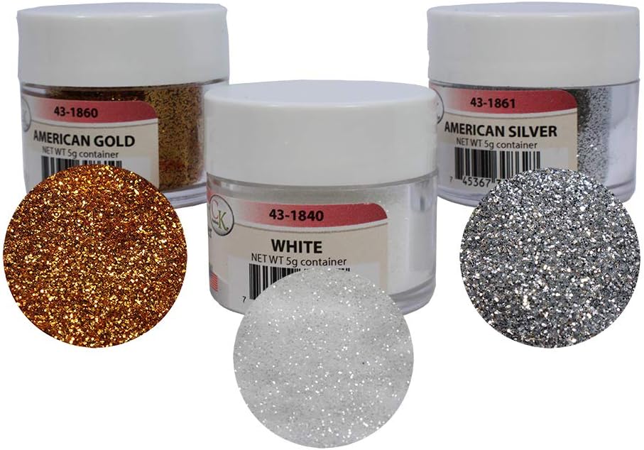 Techno Glitter - 3-Color Assortment: White, American Gold & American Silver
