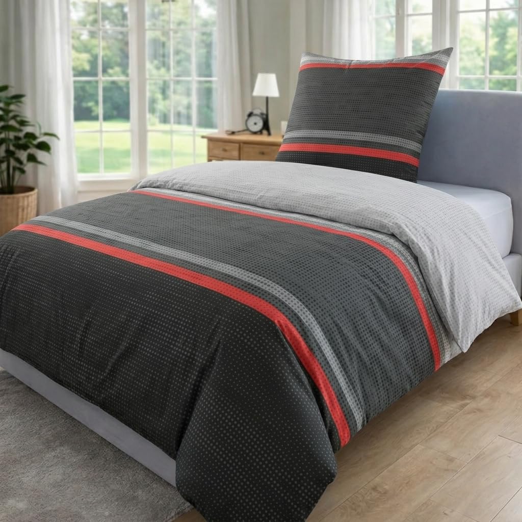 MALIKA Bettwäsche 155x220 Baumwolle Sets, Bettbezug 155 x 220 cm, Kissenbezug 80x80 cm, Renforcé, Oeko-TEX Bettwäsche mit Reißverschluss