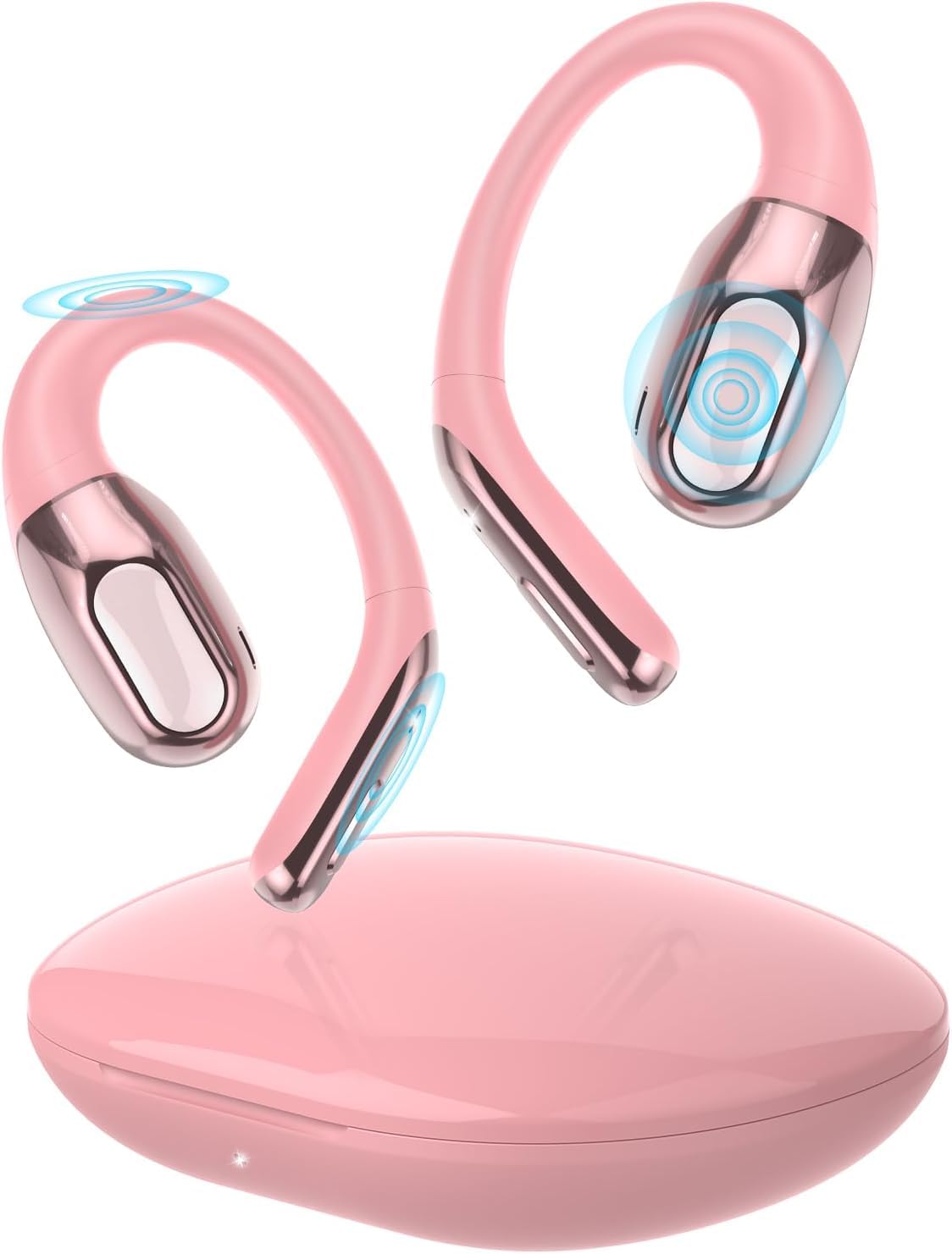 Cuffie con orecchio aperto, auricolari sopra l'orecchio con gancio per l'orecchio rosa