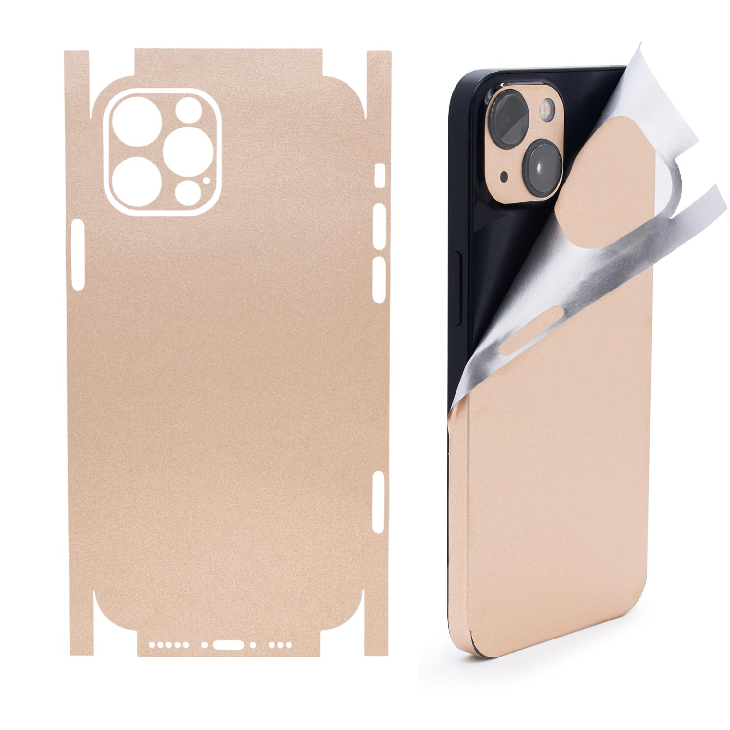 Champagne Gold Color Skin Sticker Compatible with iPhone 13 Pro Max, Full Wrapped, Super Thin, 2Pcs (iPhone 13 Pro Max)