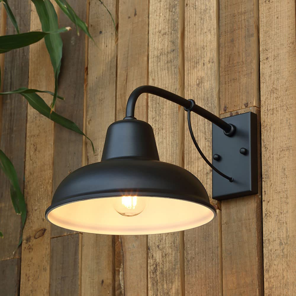 HELCEKOU Farmhouse Gooseneck Barn Light Outdoor Wall Sconce Matte Black Lantern for Garage and Front Door Exterior Mount Lights Outside Lighting Made in China