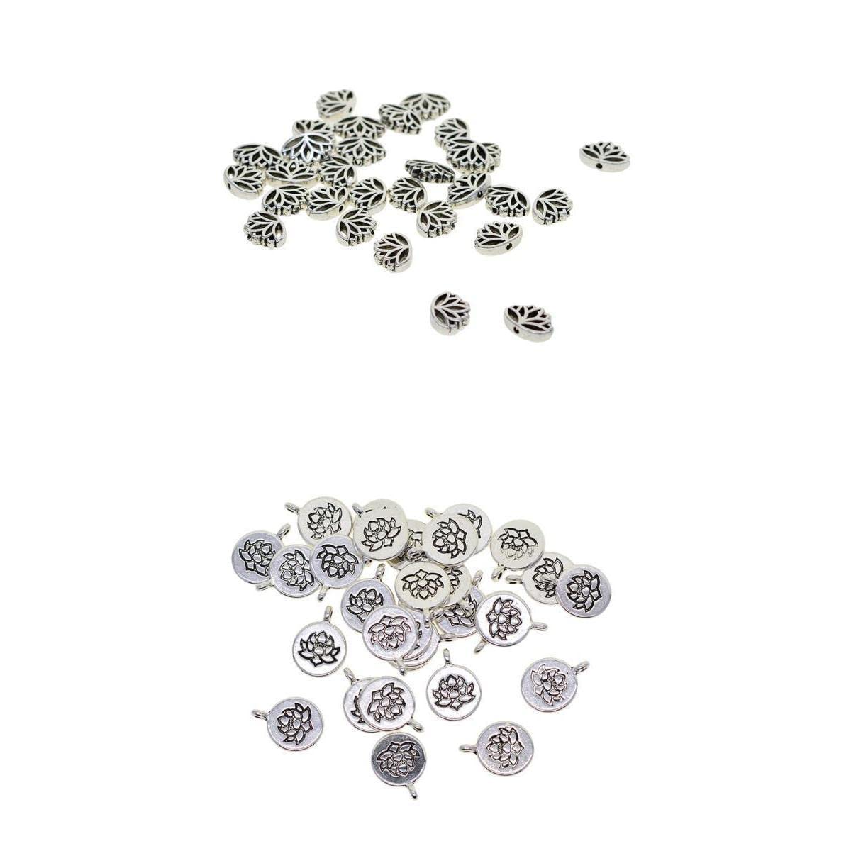 SNAPPSY 60x Tibetan Silver Yoga Charms DIY Pendant for Necklace Jewelry Making Lotus-image-10