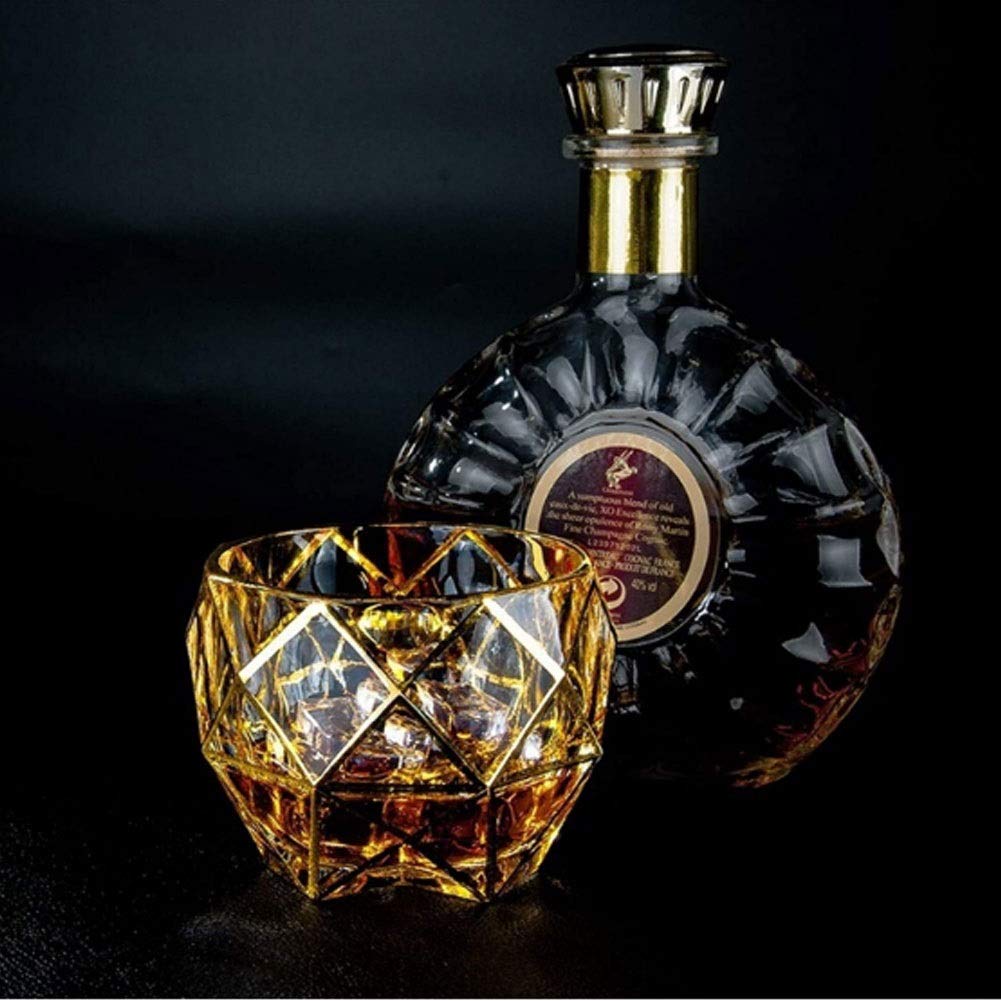 Karafki do wina, kieliszki do whisky, bezołowiowy materiał kryształowy, luksusowy złoty design, artykuły gospodarstwa domowego, zestaw upominkowy dla mężczyzn (D)