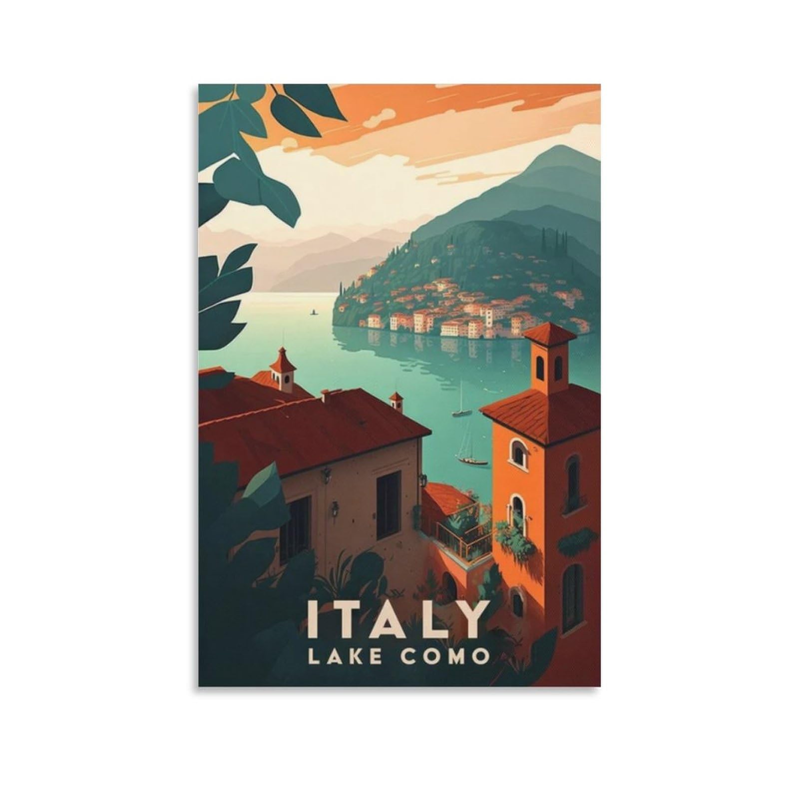 Lake Como Italy Vintage Travel Posters Landscape 20x30inch(50x75cm) Wall Art Picture Print Canvas Art Poster Modern Family Bedroom Decor Posters
