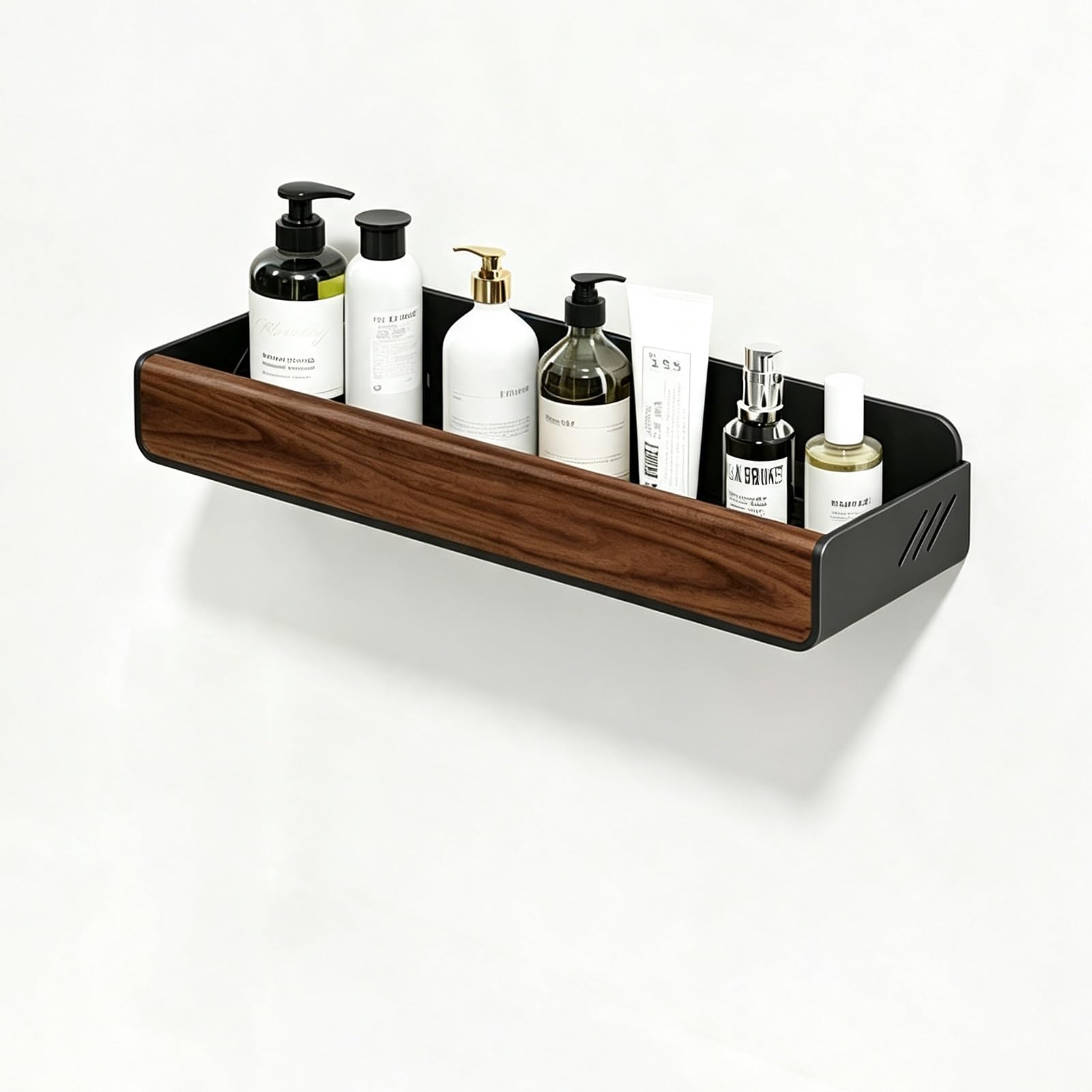 Organizer Da Bagno A Parete Senza Fori, Portasciugamani Doccia In Acciaio Al Carbonio Effetto Legno Per Bagno, Doccia, Cucina(600mm)