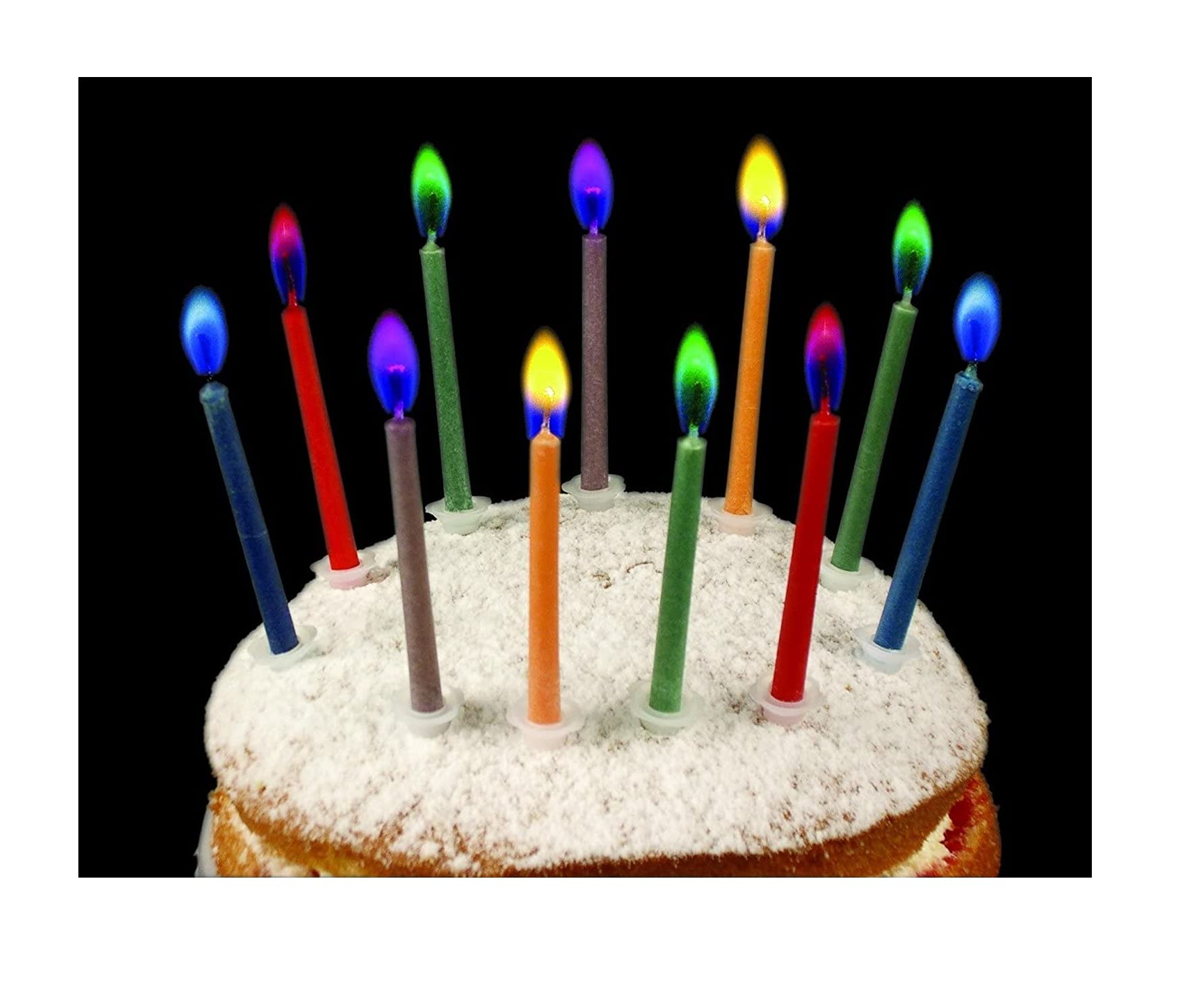 10 Coloured Flame Candles Birthday Party Cake Topper Decoration Multicolour