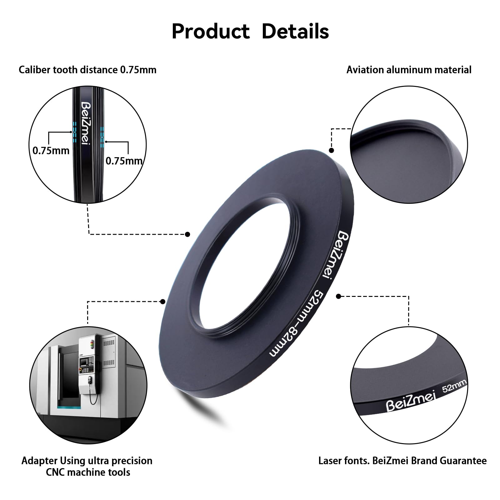 filtro Adattatore da 52mm a 82mm Compatibile con tutte 52mm le Obiettivo a 82mm UV,ND,CPL,filtro,52mm lens to 82mm fotocamera Filtro (52-82mm) - 3