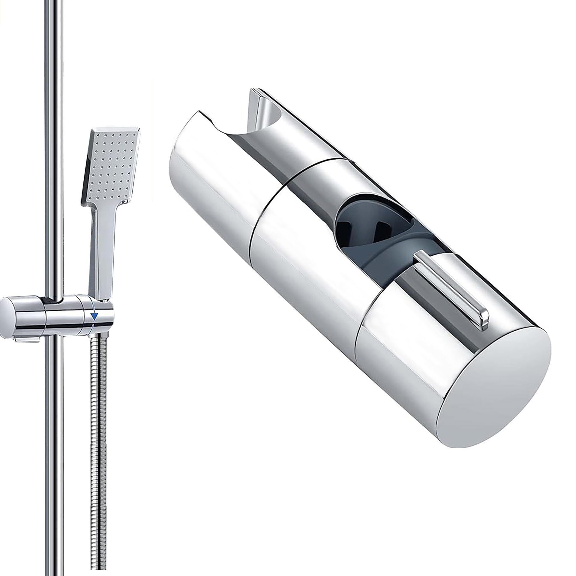 Shower Head Holder Adjustable Shower Head Holder for Slide Bar Universal 18-25MM Rail Bracket for Replacement 360 Rotating Sprayer