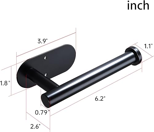 Miniatura 6 de YIGII Soporte de papel higiénico adhesivo  Soporte autoadhesivo para papel higiénico negro, soporte de pared para baño y cocina, acero inoxidable
