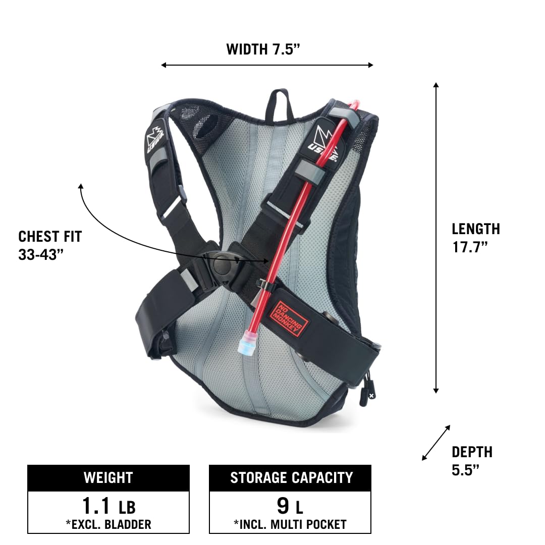 USWE Zaino unisex – adulto Outlander 9 nero carbonio 9 l
