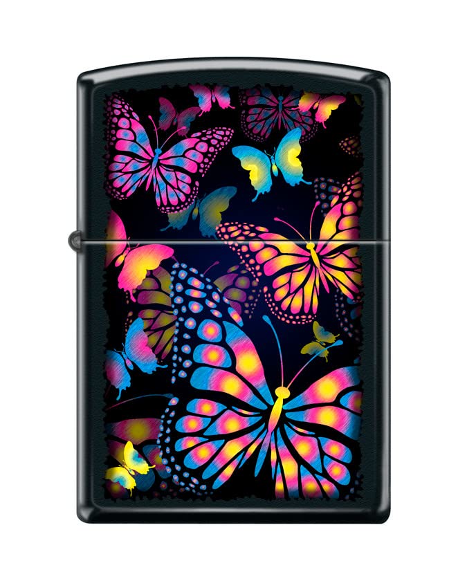 Encendedor Zippo Black Matte Windproof Butterflies miniatura 1