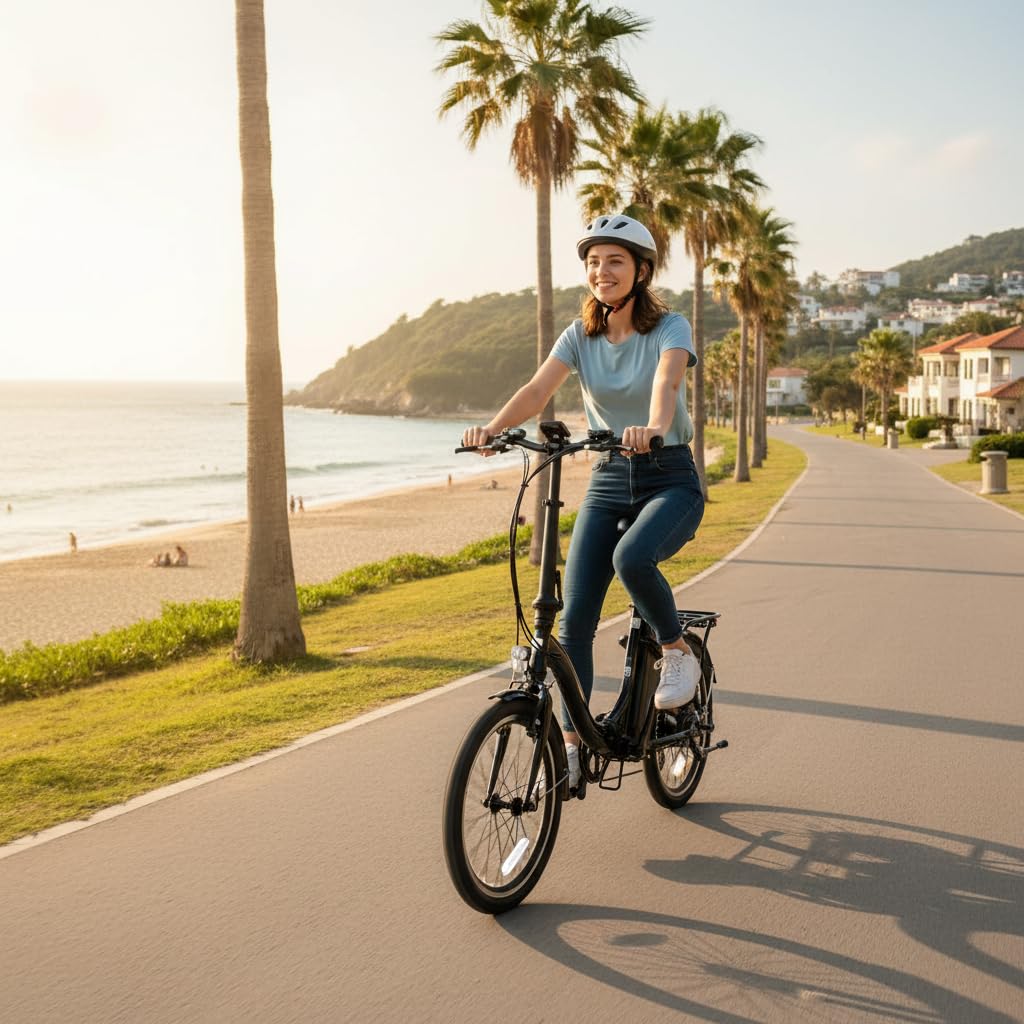 Eleglide Bicicletta elettrica pieghevole da 20", per adulti, 250 W, con batteria da 36 V, 7,8 Ah, portata 25 km/h, display a LED, freno a V, con portapacchi e luce