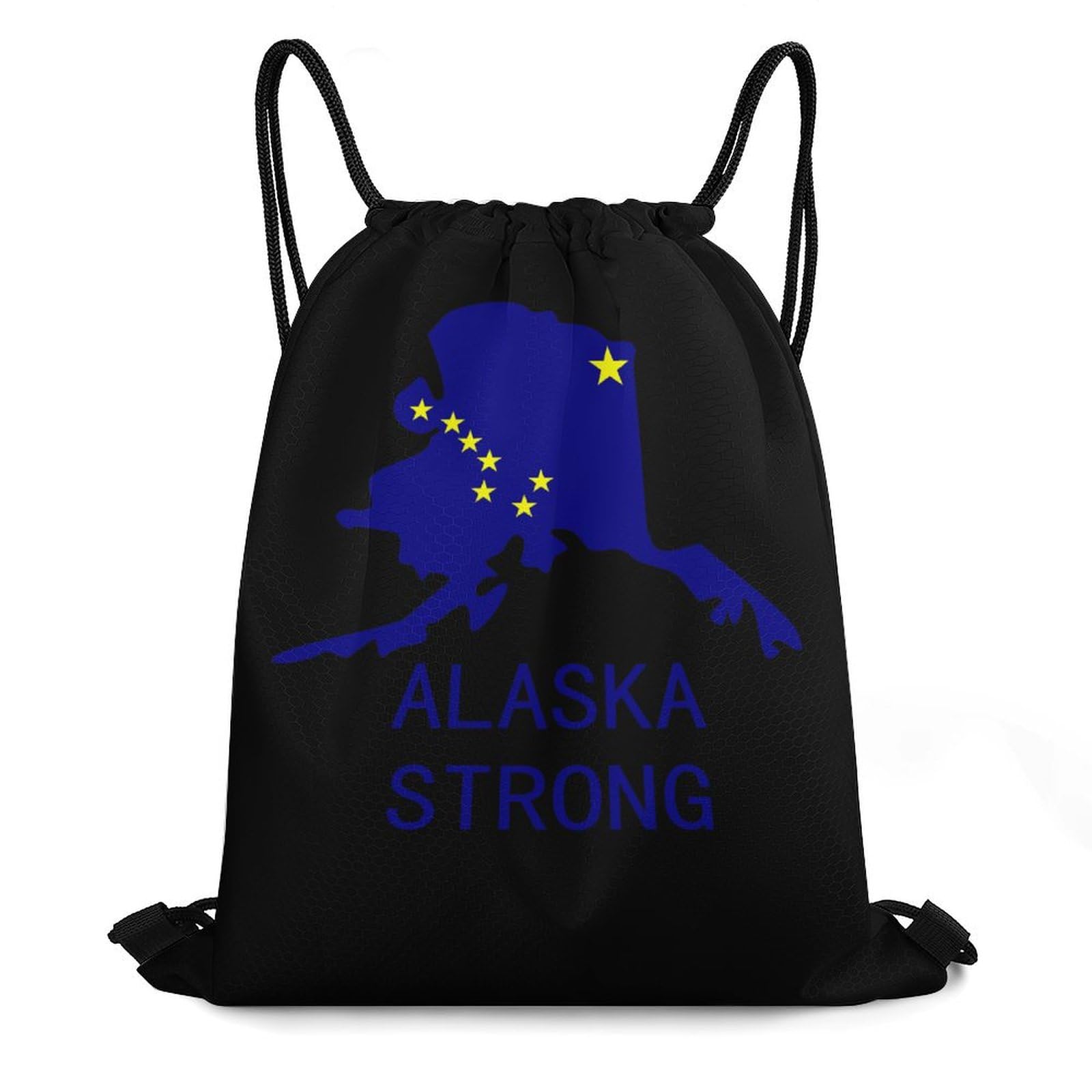 Alaska Strong Drawstring Backpack Durable Sport Gym Bags Daypack for Men Women 35 * 42cm