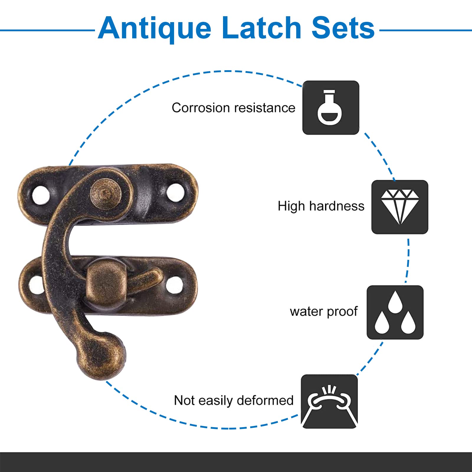 OLYCRAFT 30 Stück Schmuckkästchen Knüpfhaken Verschluss Schmuckkästchen Hardware Schmuck Rechts Knüpfhaken Haspe Schwingarm Verschluss Mit 120 Stück Ersatzschrauben Für Schmuckschatulle Schrank – 6