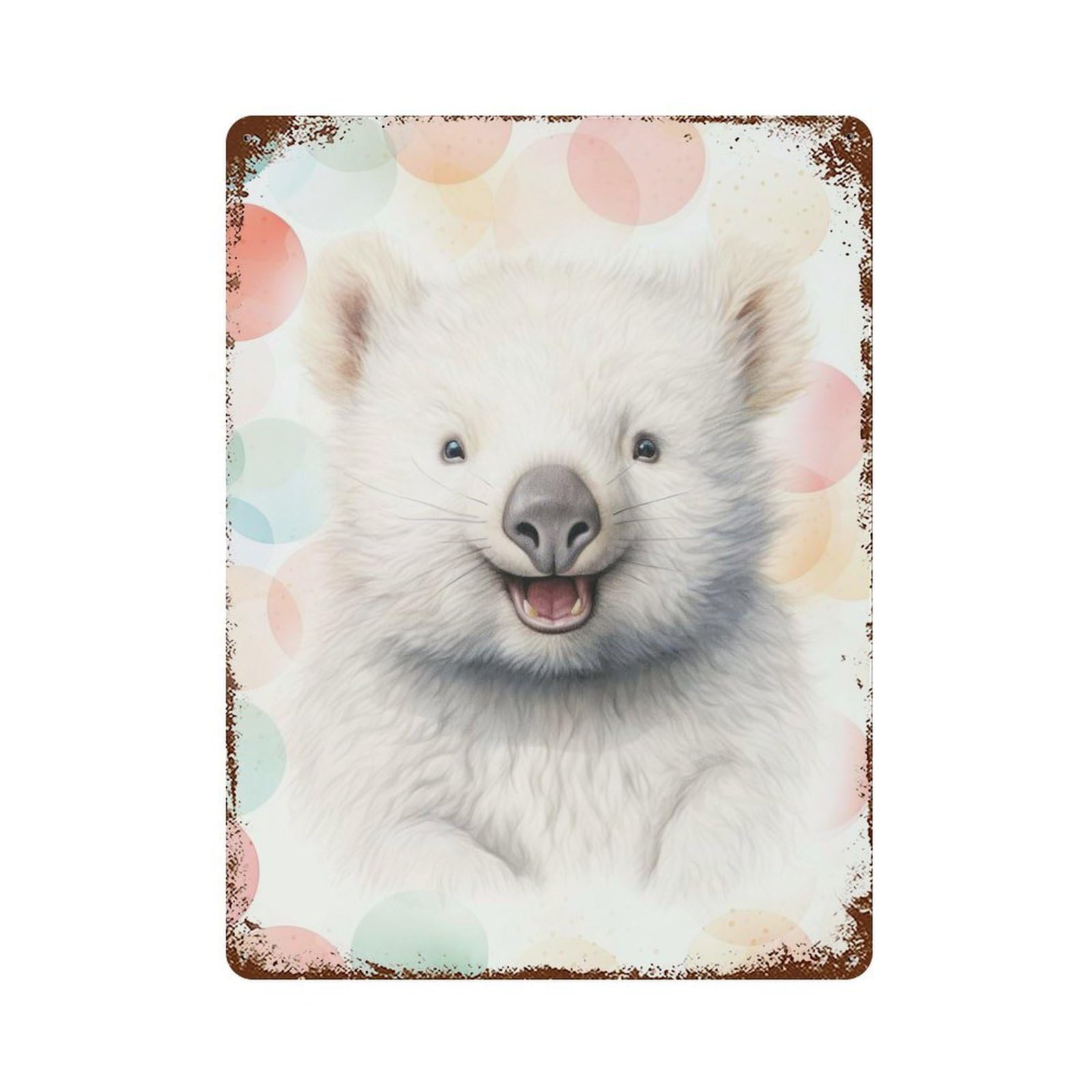 Aged Metal Wall Plaque with Wombat Joey Design 15.7"x11.8", for Pub, Kitchen And Man Cave Decor, Shabby Chic Decor