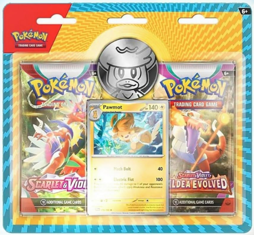 Pokemon Trading Card Game TCG - 2 Booster Packs Scarlet and Violet and Paldea Evolved with Pawmot Promo