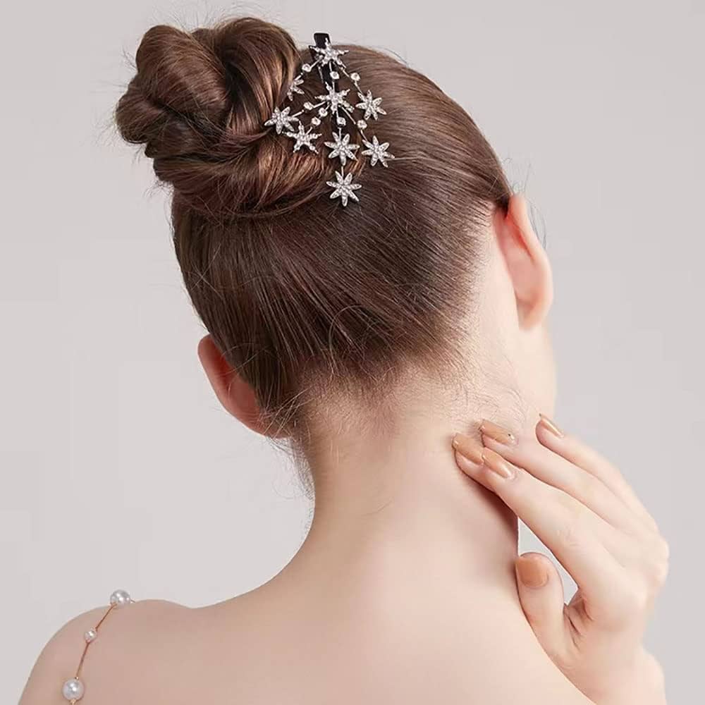 2 fermagli per capelli Gypsophila con strass e forcine per