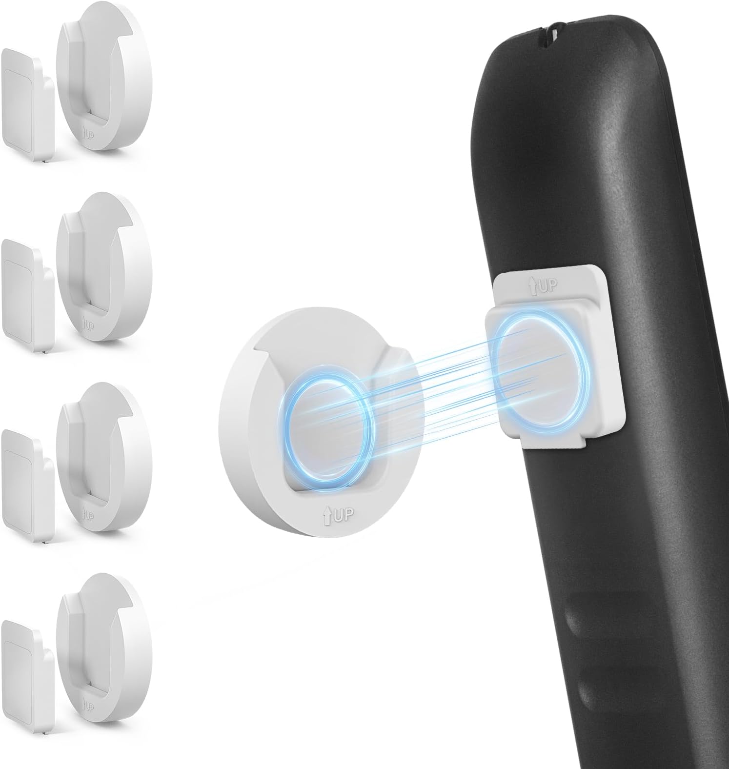 YYILIS Magnetic Remote Control Holder Wall Mount, 4 Pack Upgrade Remote Control Organizers Storage Self-Adhesive TV Remote Control Caddy for Back of TV White