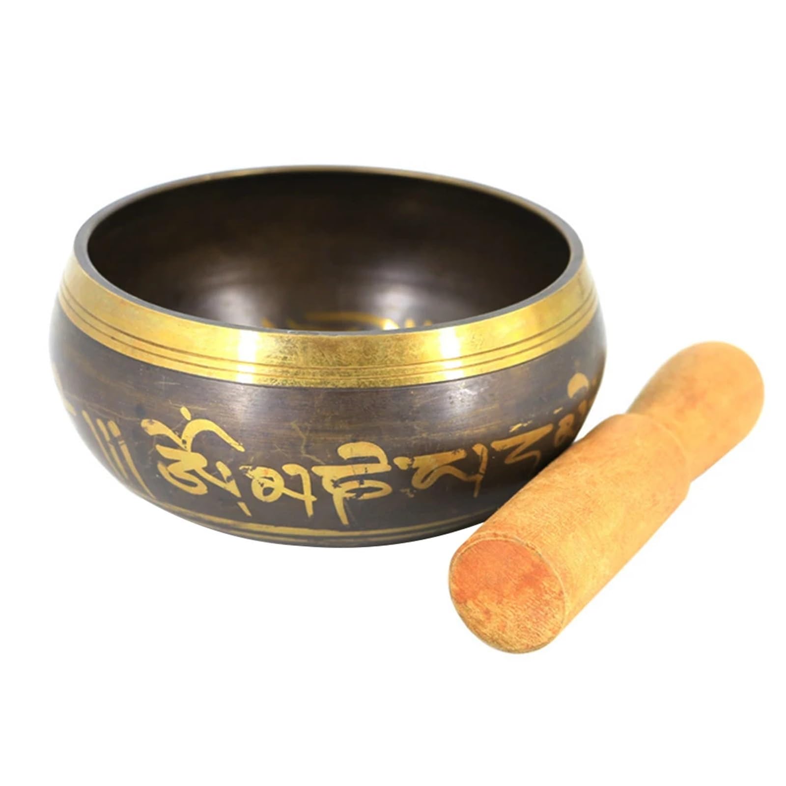 Set di campane tibetane Campana tibetana con percussione, fatta a mano, Buddha, yoga, meditazione, suono, guarigione, ciotola in rame(9.5cm)