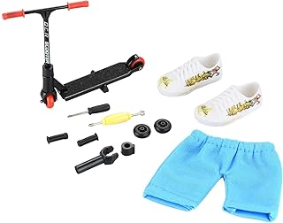 TECKEEN Mini Finger Toys Alloy Scooter Finger Toy Skateboards with Pants Shoes & Tools Mini Scooter Finger Board for Kids