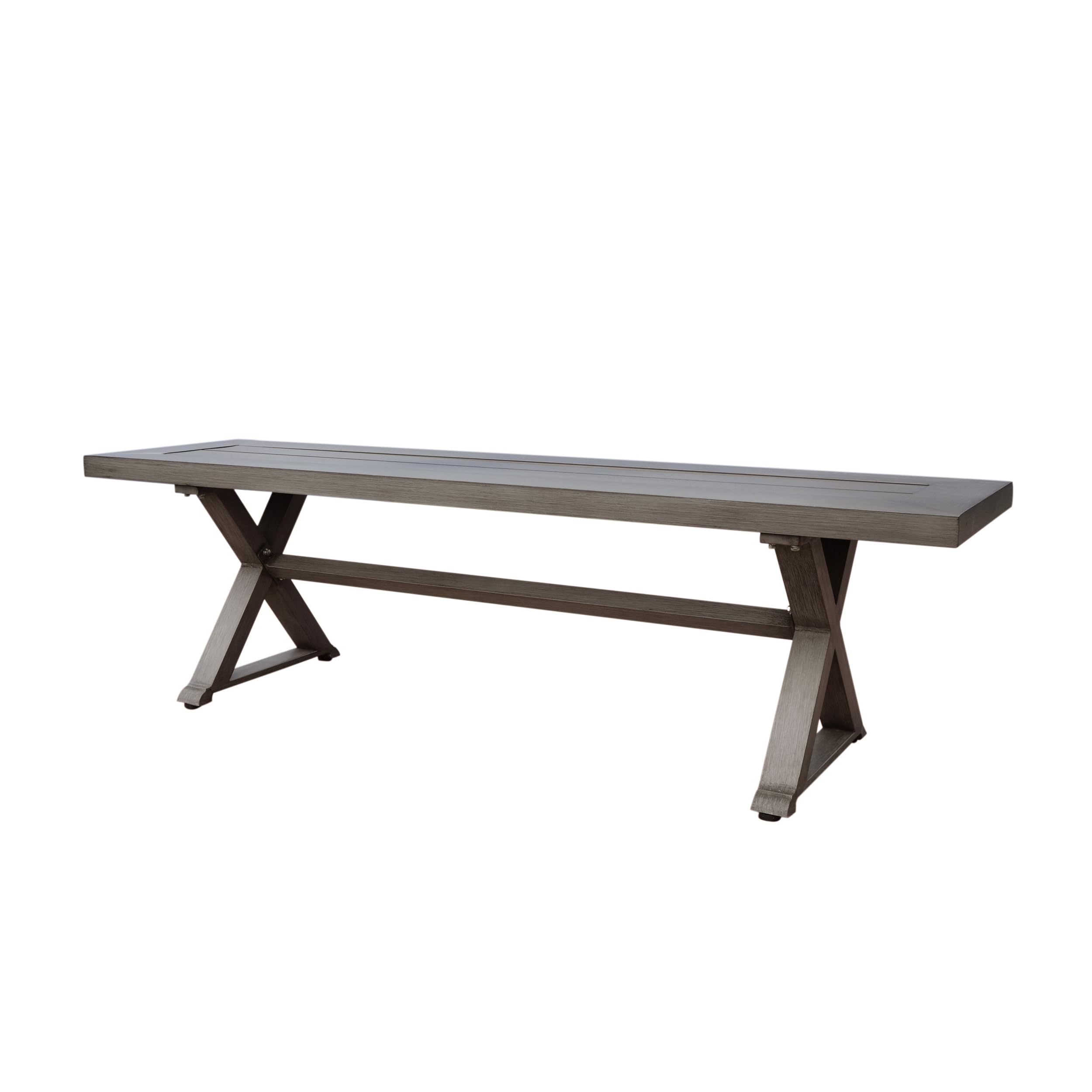Icey Modern Outdoor Aluminum Dining Bench, Dark Gray