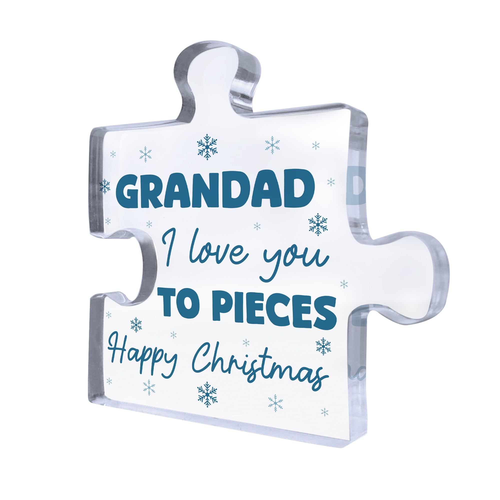 Red Ocean For GRANDAD Happy Christmas For Grandad Acrylic Puzzle Block From Granddaughter Grandson Thank You Him