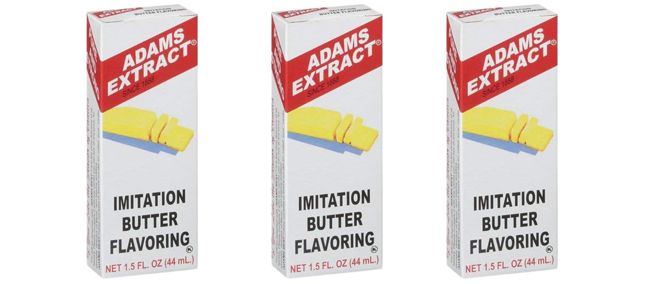 Adams Extract Flavoring 1.5oz Bottles (Pack of 3) Choose Flavor Below (Imitation Butter Flavoring 1.5oz)
