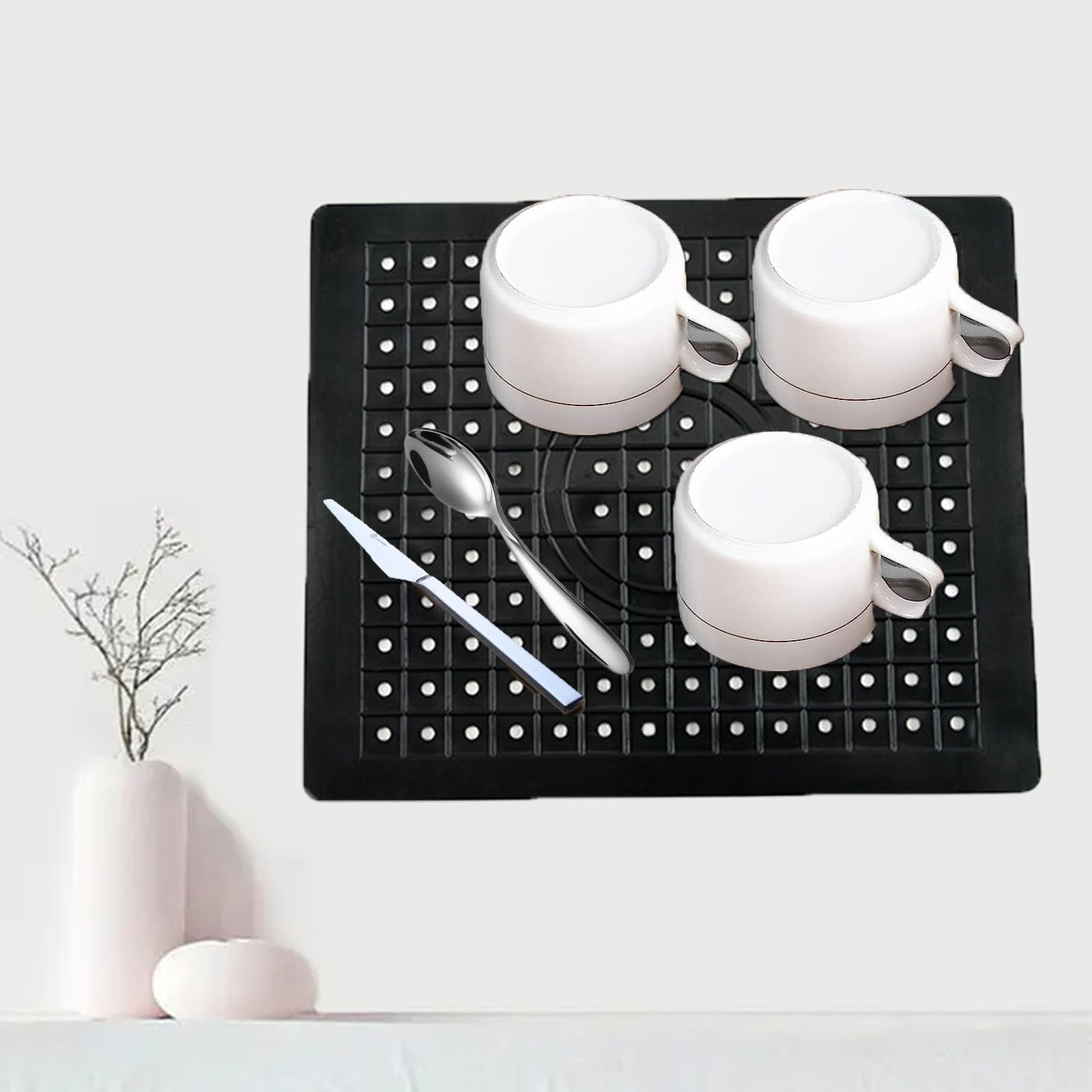 Extra Large Tapis Egouttoir Vaisselle Avec Éponge Brosse Silicone Vaisselle, Tapis De Séchage