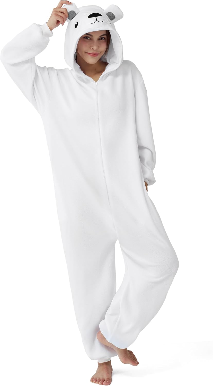 Spooktacular Creations Halloween Polar Bear Unisex Costume, Adult Animal Costume Halloween Party