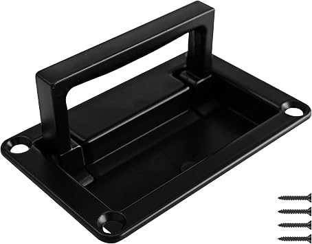 1 Pack 3.7 x 2.4 Inch Zinc Alloy Recessed Pull Handle, Heavy Duty Black Flush Door Handle with Mount Screws for Toolbox, Drawer, Home FurnitureSmall Size