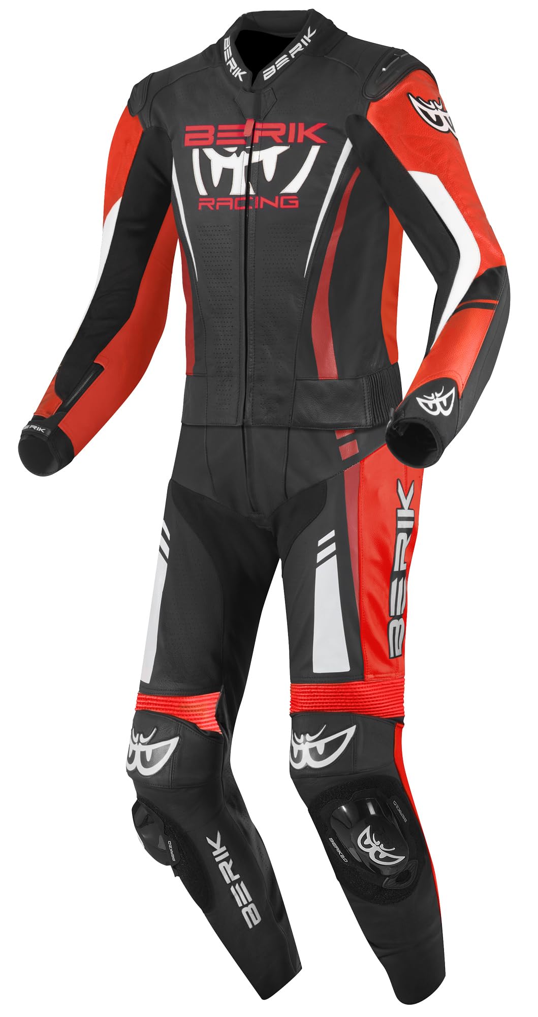 Berik Absolute GP2 Tuta in pelle da moto a due pezzi, nero/rosso neon/bianco, 50