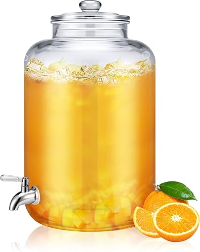 Dispensador de agua de vidrio de 5 galones con tapa de vidrio y grifo de acero inoxidable, dispensador de bebidas hermético, a prueba de fugas,