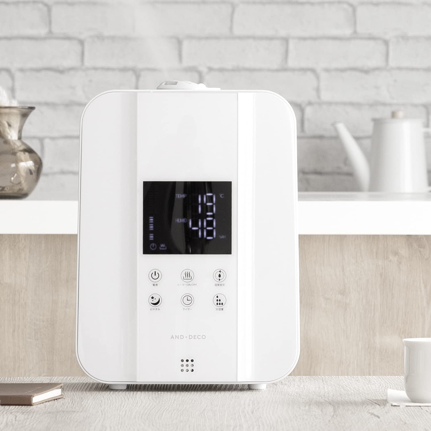 モダンデコ 加湿器 大容量  コンパクト ハイブリッド式 タイマー リモコン付 (ホワイト／ステンレス振動子モデル) Amazon.co.jp: モダンデコ 加湿器 大容量 【保証1年間】 コンパクト