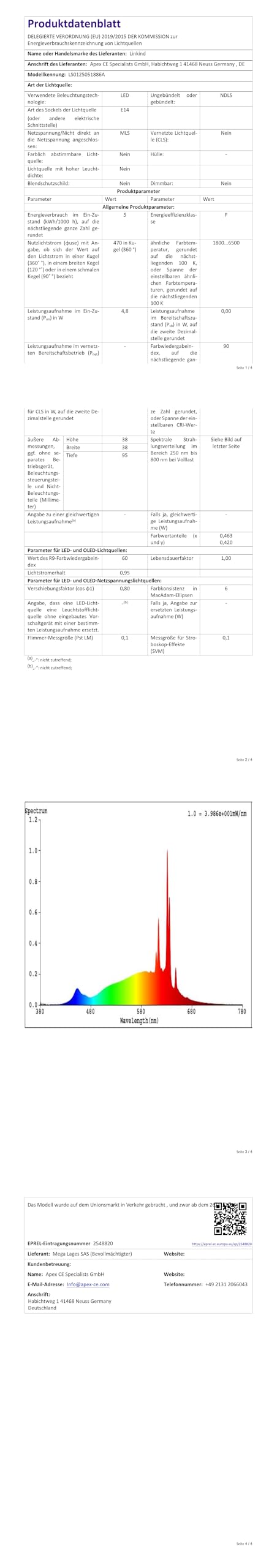 Linkind Matter E14 Smart Glühbirne B38 RGBTW, 1800K-6500K, CRI 90+, 470lm, 4.8W, 3 Stück