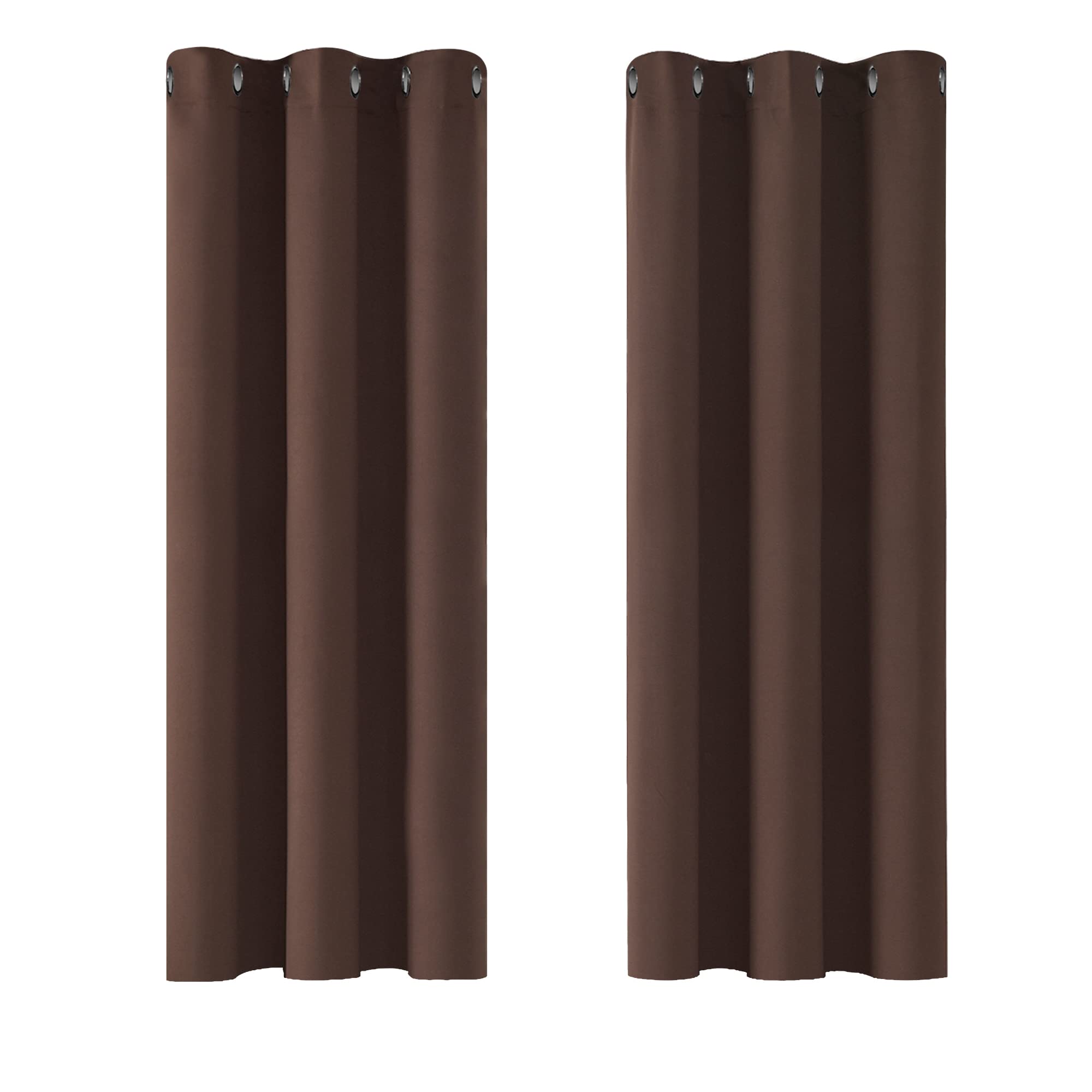 Deconovo Chocolate Eyelet Blackout Curtains Thermal Insulated Curtains For Kitchen 42 X 54 Inch 2 Panels