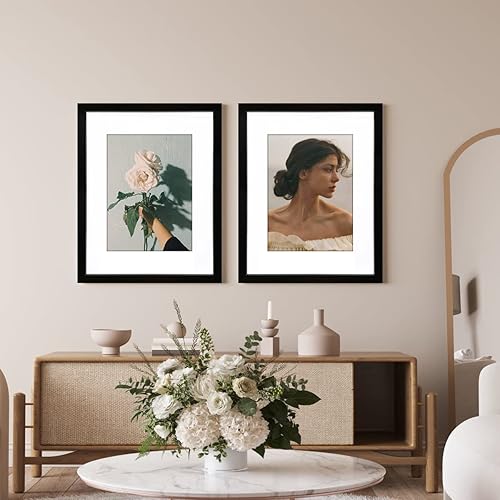 Miniatura 4 de Marco de fotos blanco de 17 x 17 pulgadas, marco de fotos de madera de 13 x 13 pulgadas con paspartú o 17 x 17 pulgadas sin paspartú, decoración de