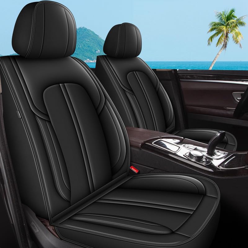 DISUTOGO 2 Front Faux Leather Seat Covers (Black)