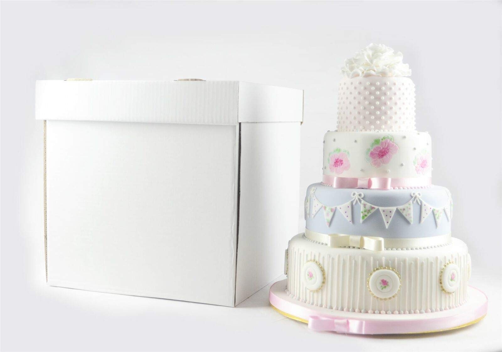 16" x 16" x 16" Inch Deep White Stacked Cake Box