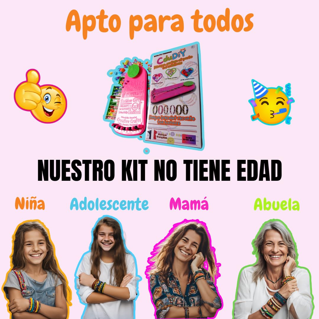 Kit para hacer pulseras para niñas de 8 a 16 años - Manualidades creativas con instrucciones en español, ideal como regalo para niña de 9, 10 o 12 años - Regalo para cumpleaños o comunión