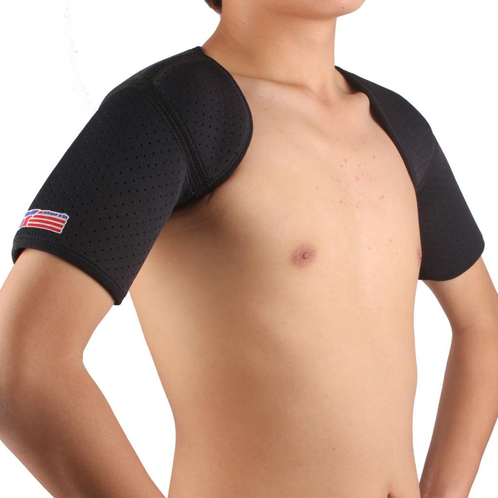 SX641 Sports Double Shoulder Brace Support Strap Wrap Belt Band Pad - Black