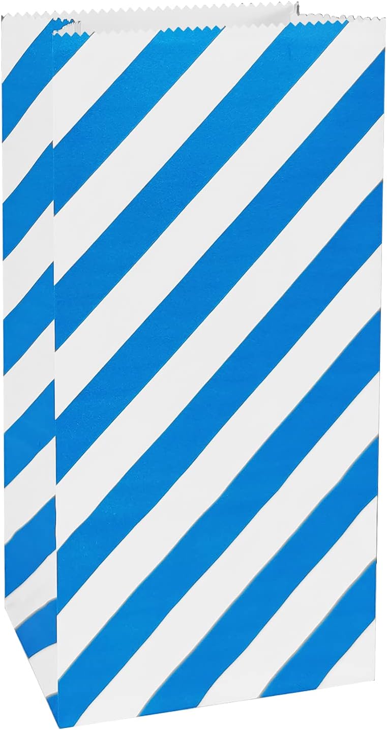 Blue Striped Paper Bags Mini Party Favor Bags for Kids Birthday Party Supplies (50 CT 3.5×2.3×7 in)