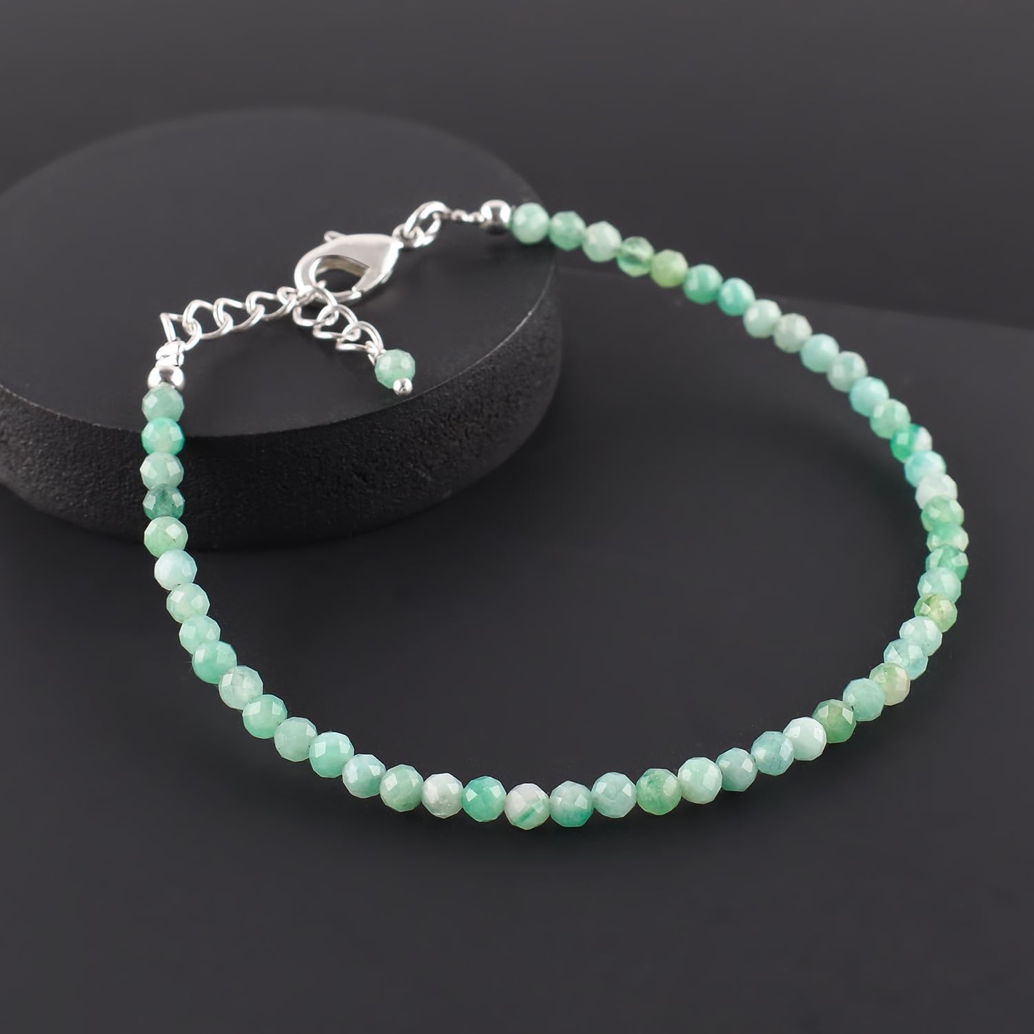 InfinityGemsArt Natural Bracelet For Women Gemstone Micro Beads Dainty Jewelry Christmas Gifts for Women, Birthstone, Stone Jewelry 925 Sterling Silver Chain 8 inch Adjustable - Image 4