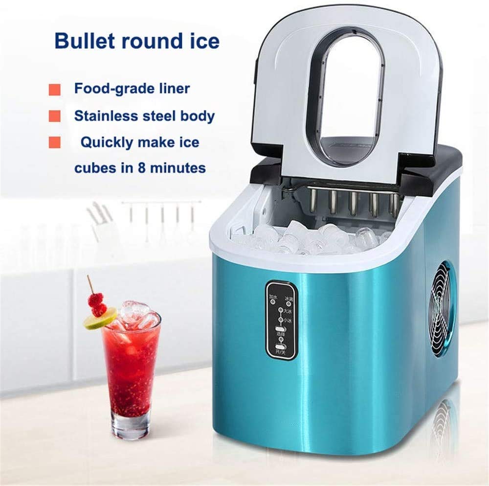 Grande capacità Automatico Portatile controsoffitto Macchina elettrica Ice Maker, 35 libbre in 24 Ore, 9 Ice Cubes Pronto in 8 Minuti, con Ghiaccio Paletta e Basket, Blu