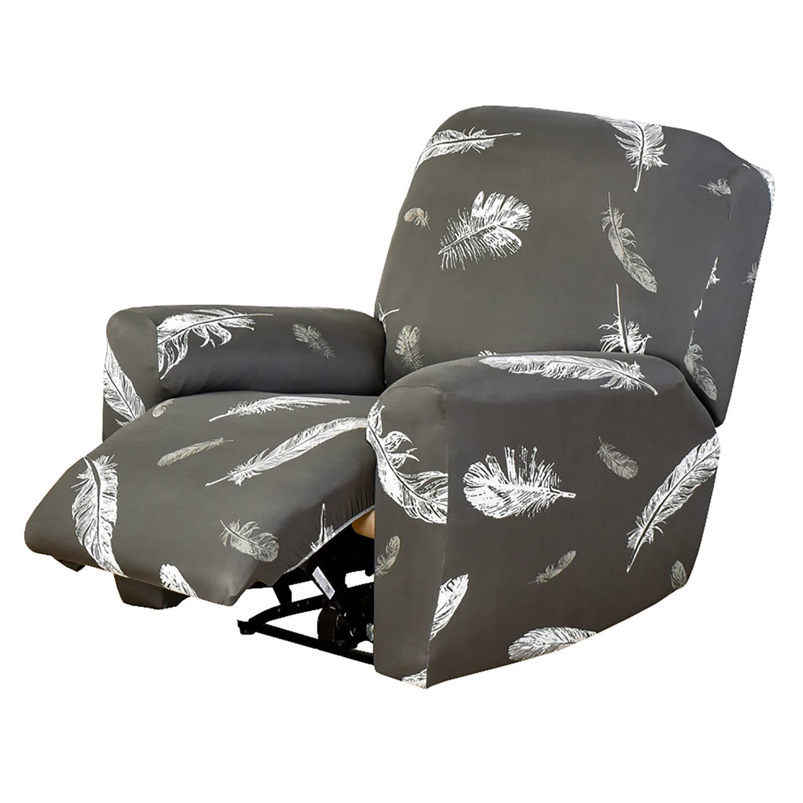 JHLD 1/2/3 Seater Stretch Recliner Cover, Printed Recliner Chair Cover With Side Pocket Machine Washable Recliner Slipcovers Recliner Protector For Living Room-J-1 seater