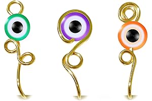 Evil Eye Fake Nose Rings Cuff - Set of Three, Non-Piercing Nose Jewelry