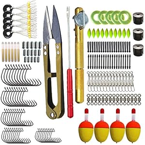 Dingbear Fishing Gear Set Ensemble d’engrenages de pêche incluant Les flotteurs de pêche à l’eau supérieure Worms Jigs…